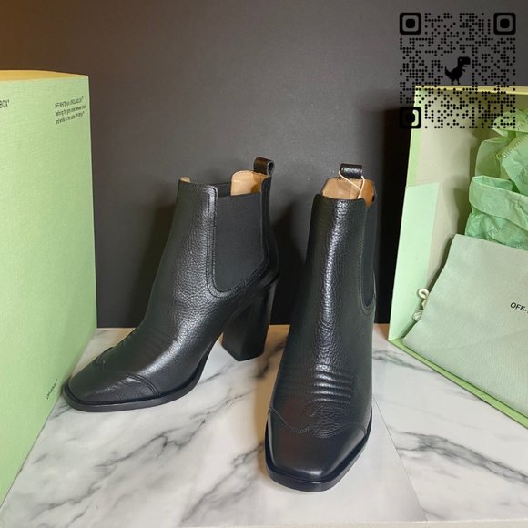 OFF-WHITE HIGH HEEL COWBOY Ankle Boots - Picture 11 of 15